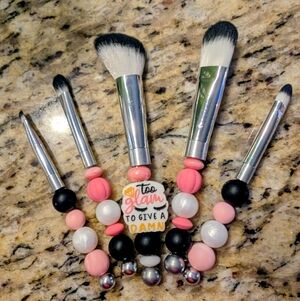 GLAM Makeup Brush Set - Pink, Black, and White